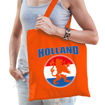 Holland oranje leeuw supporter tas oranje voor dames en heren - EK/ WK voetbal / Koningsdag - Feest Boodschappentassen