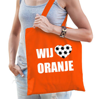 Wij houden van oranje supporter tas oranje voor dames en heren - EK/ WK voetbal / Koningsdag - Feest Boodschappentassen