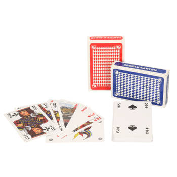 Set van 2x clown games speelkaarten rood en blauw karton - Kaartspel