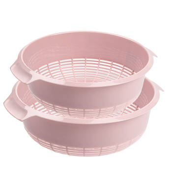 Forte plastics kunststof keuken vergieten combiset oud roze 27 x 10 cm en 23 x 9 cm - Vergieten
