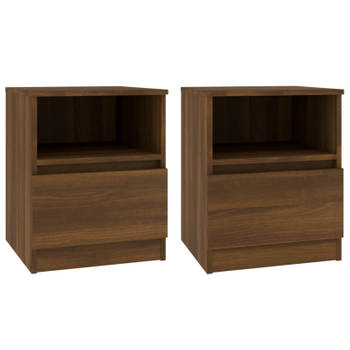 vidaXL Nachtkastjes 2 st 40x40x50 cm bewerkt hout bruin eikenkleur