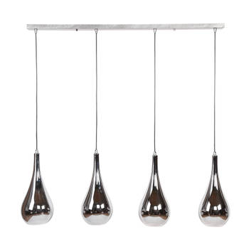 Hoyz - Hanglamp met 4 lampen - Serie Silver Drop - Handgeblazen glas