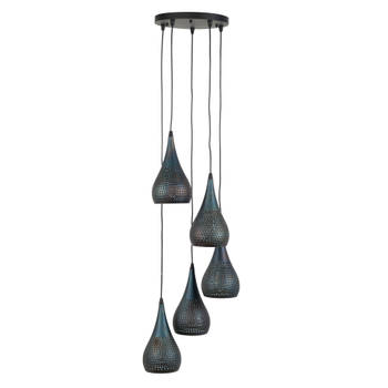 Hoyz - Hanglamp - 5xØ15 Druppelvormige Metalen Hanglampen - Diverse Hoogtes