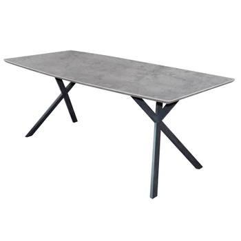 Hoyz Collection - Eetkamertafel blad ovaal - Eettafel betonlook - Vintage staal - Grijs - 160x90cm