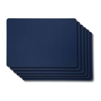 Jay Hill Placemats - Vegan leer - Grijs / Blauw - dubbelzijdig - 46 x 33 cm - 6 Stuks