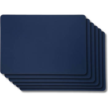 Jay Hill Placemats - Vegan leer - Grijs / Blauw - dubbelzijdig - 46 x 33 cm - 6 Stuks