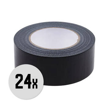 DULA Duct tape - Zwart - 50 mm x 50m - 24 Rollen Ducktape - Reparatie tape