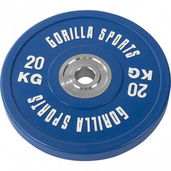 Gorilla Sports Bumper Plate - Halterschijf - 20 kg - Gripper Gietijzer - 50 mm
