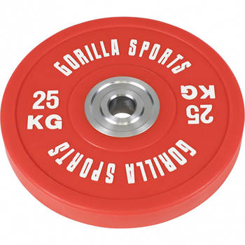 Gorilla Sports Bumper Plate - Halterschijf - 25 kg - Gripper Gietijzer - 50 mm