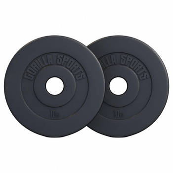 Gorilla Sports Gewichtsschijven - Olympisch - Halterschijf - 2 x 10 kg - Kunststof - 50 mm