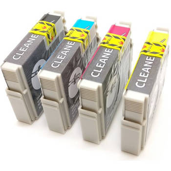 Inktmedia® - Geschikt Epson T0551 tot T0554 SET Reinigings cartridges