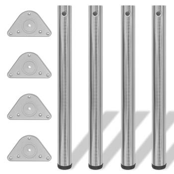 Tafelpoten in hoogte verstelbaar geborsteld nikkel 710 mm 4 st