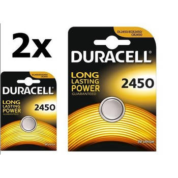 2 Stuks Duracell CR2450 3v lithium knoopcelbatterij