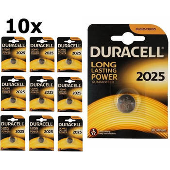 10 Stuks - Duracell CR2025 3V lithium knoopcel batterij