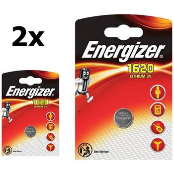 2 Stuks Energizer CR1620 3v lithium knoopcelbatterij