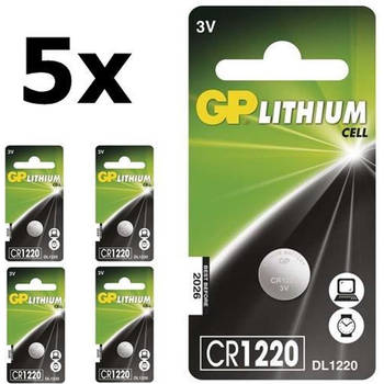5 Stuks - GP CR1220 3V 40mAh lithium knoopcelbatterij
