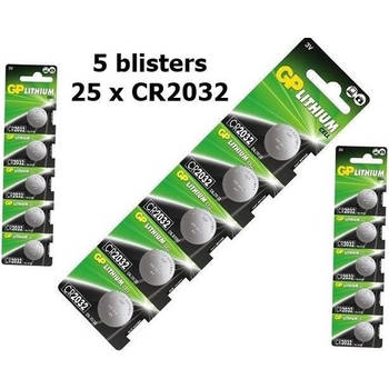 5 Blisters (25x) - GP CR2032 lithium batterij