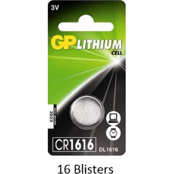 16 stuks (16 blisters a 1 stuks) GP Lithium knoopcel CR1616