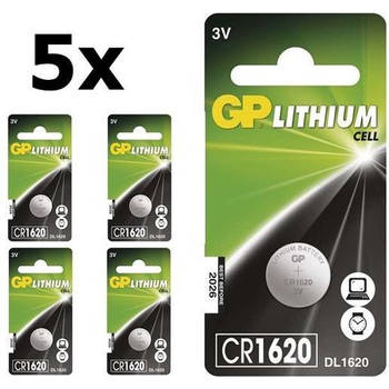 5 Stuks GP CR1620 3v lithium knoopcelbatterij