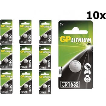 10 Stuks (10 Blister a 1st) GP CR1632 125mAh 3V Lithium Knoopcel Batterij