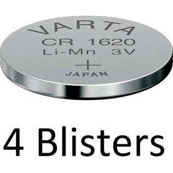 4 Stuks (4 Blisters a 1 st) Varta CR1620 Wegwerpbatterij Lithium