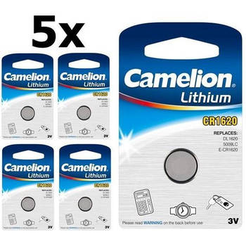 5 Stuks Camelion CR1620 3v lithium knoopcelbatterij