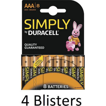 32 stuks (4 blisters a 8 st) Duracell AAA Batterijen