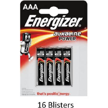 64 stuks (16 blisters a 4 stuks) Energizer Alkaline Power AAA