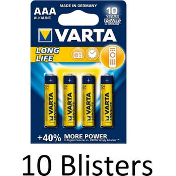 40 Stuks (10 Blisters a 4 st) Varta Longlife AAA Alkaline Batterij