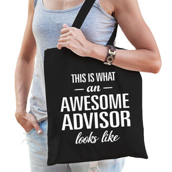 Zwart cadeau tas awesome advisor / geweldige adviseur voor dames en heren - Feest Boodschappentassen