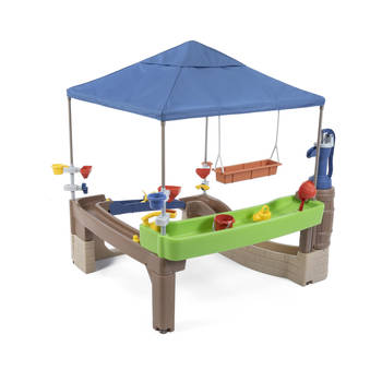 Step2 Pump & Splash Shady Oasis speelhuisje met waterspeelgoed Kunststof patio voor kinderen met waterpomp, watertafel