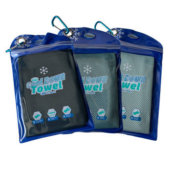 Cool Down Towel, Mint/Groen/Petrol, Set van 3, Cooling, Verkoelende handdoek