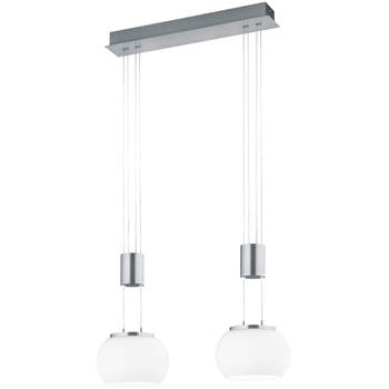 LED Hanglamp - Hangverlichting - Trion Maliba - 16W - 2-lichts - Warm Wit 3000K - Dimbaar - Rechthoek - Mat Nikkel -