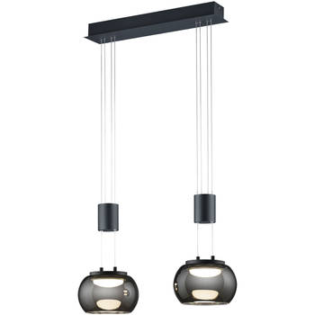 LED Hanglamp - Hangverlichting - Trion Maliba - 16W - 2-lichts - Warm Wit 3000K - Dimbaar - Rechthoek - Mat Zwart -
