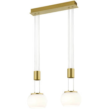 LED Hanglamp - Hangverlichting - Trion Maliba - 16W - 2-lichts - Warm Wit 3000K - Dimbaar - Rechthoek - Mat Goud -