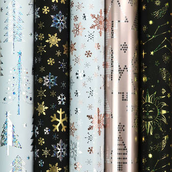 NORDIC LIGHTS Metallic assortiment cadeaupapier inpakpapier voor kerstmis - 150 x 70 cm - 3 rollen