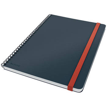 Leitz Cosy notitieboek met spiraalbinding, voor ft B5, gelijnd, grijs