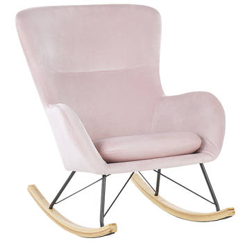 Beliani ELLAN - Schommelfauteuil-Roze-Fluweel