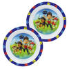 2x stuks kunststof ontbijtbordje plat Paw Patrol 22 cm - Kinderservies