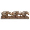 Olifantjes dierenbeeldje/woondecoratie bruin 46 x 7,5 x 13 cm - Beeldjes