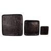 Clayre & Eef Decoratie Dienblad Set van 3 36 cm Zwart Aluminium Vierkant Serveerschaal Zwart Serveerschaal