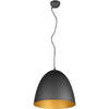 LED Hanglamp - Hangverlichting - Trion Lopez XL - E27 Fitting - 1-lichts - Rond - Mat Zwart/Goud - Aluminium