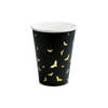 6x stuks Halloween papieren bekertjes vleermuis zwart/goud 220 ml - Feestbekertjes