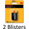 2 Stuks (2 Blisters a 1 st) Kodak XTRALIFE alkaline 9V