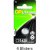 4 stuks (4 blisters a 1 stuks) GP Lithium CR1620