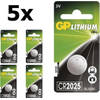 5 Stuks (5 Blister a 1st) GP CR2025 3v lithium knoopcel batterij