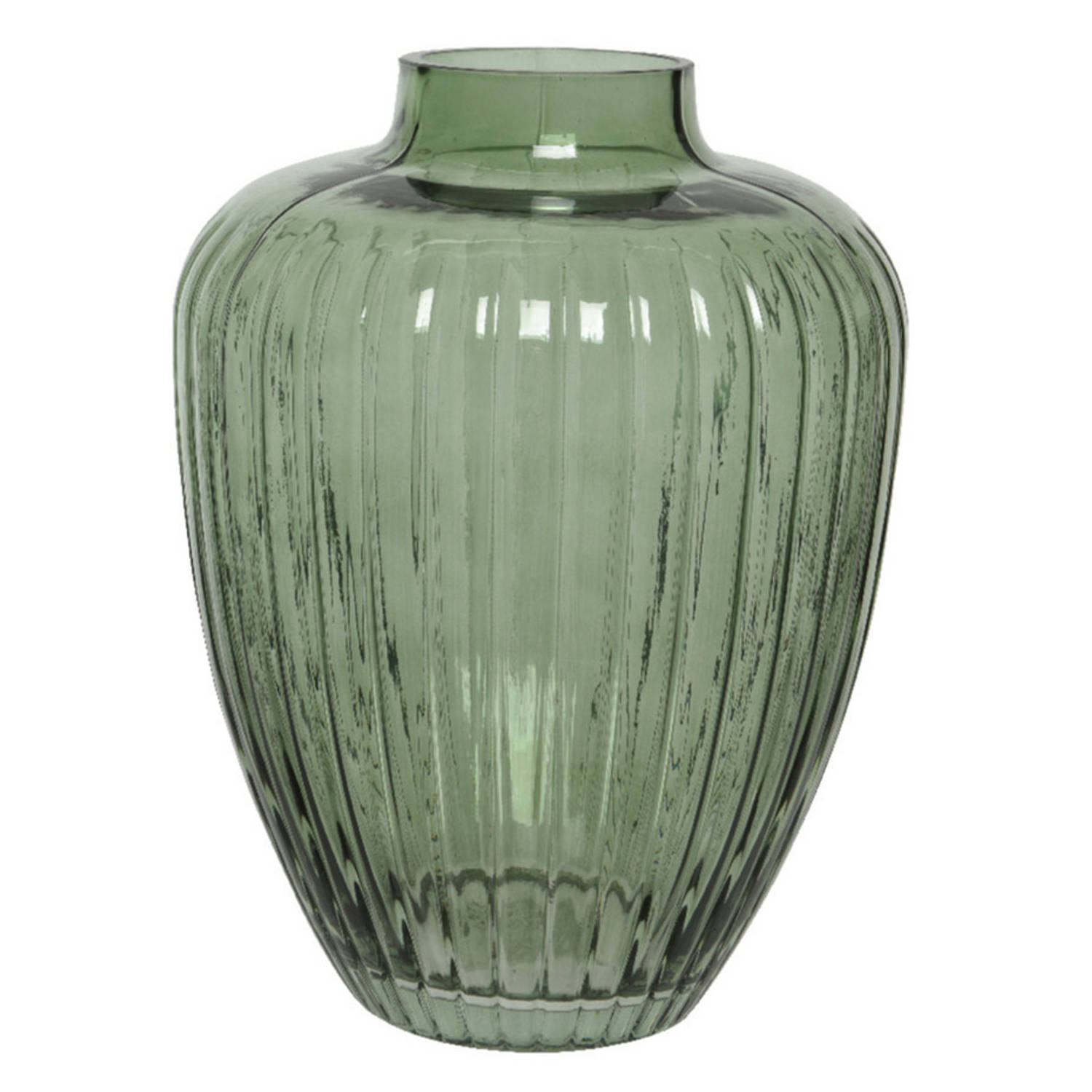 leraar Rondlopen prototype Bloemen vaas groen transparant van glas 25 cm hoog diameter 19 cm - Vazen |  Blokker