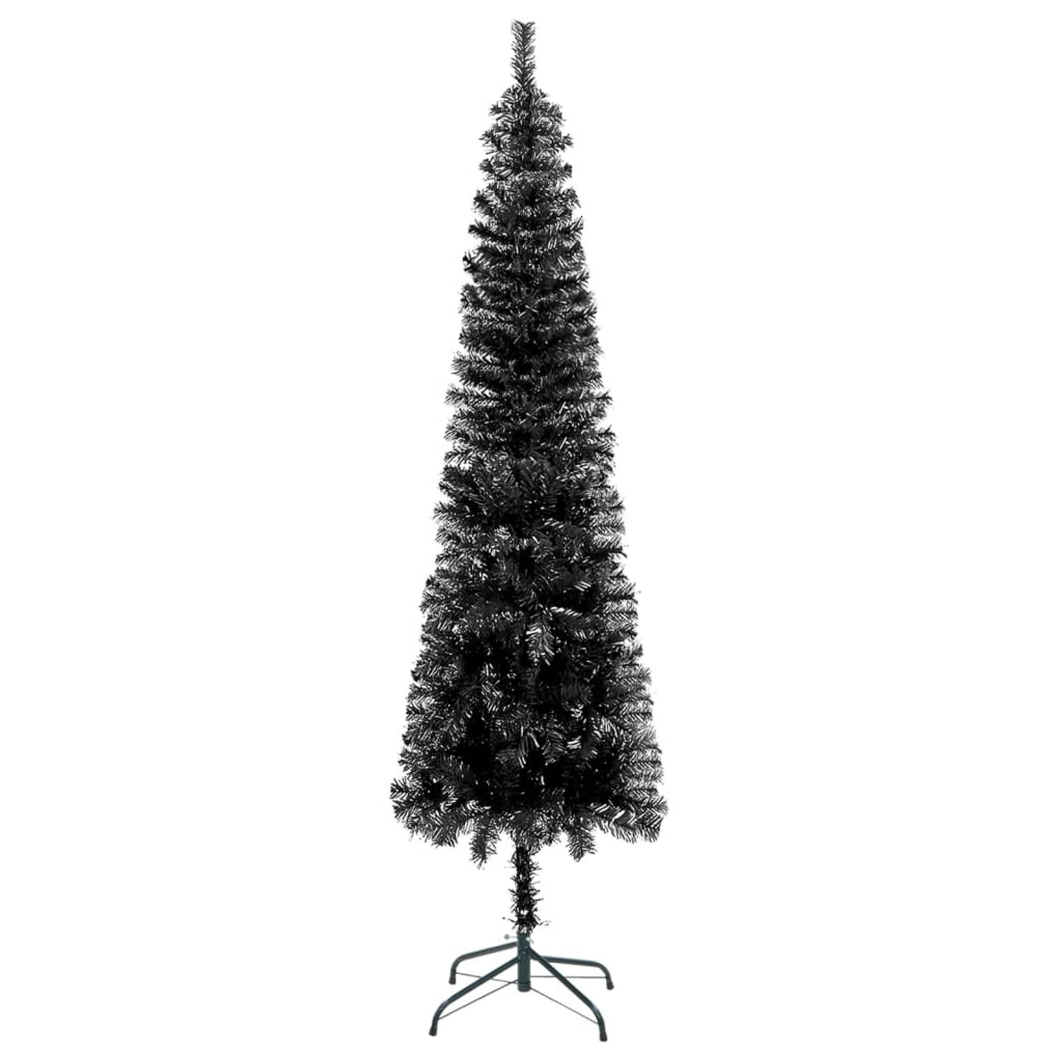 The Living Store Smalle Kerstboom - 120 cm - PVC en staal - Zwart
