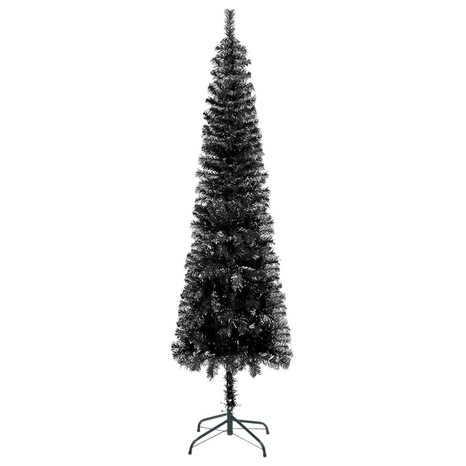 The Living Store Kerstboom Versiering - Smalle PVC Boom - 240 cm Hoog - Zwart