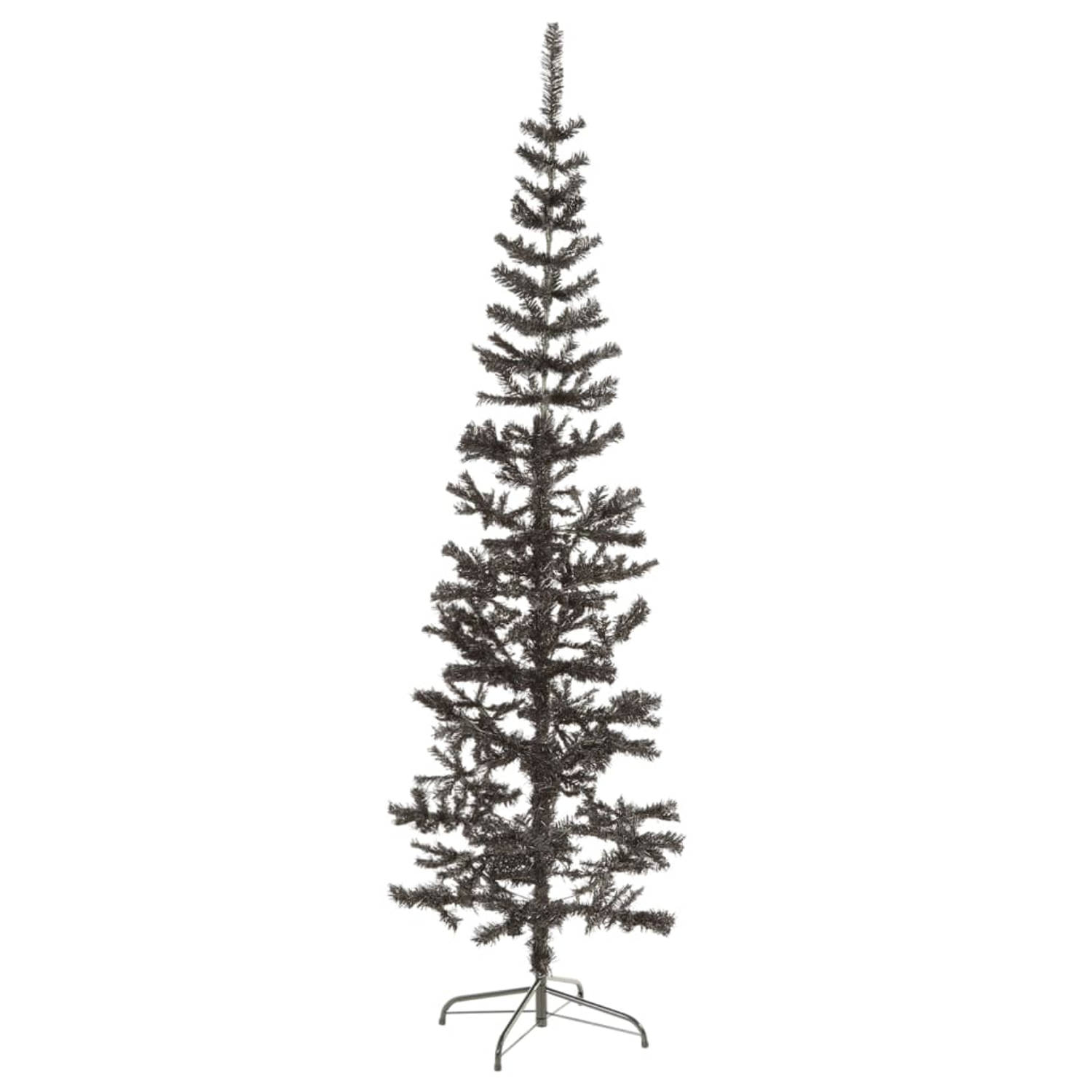 The Living Store Kerstboom - Smalle Zwarte PVC Boom - 210 cm Hoog - Met Standaard